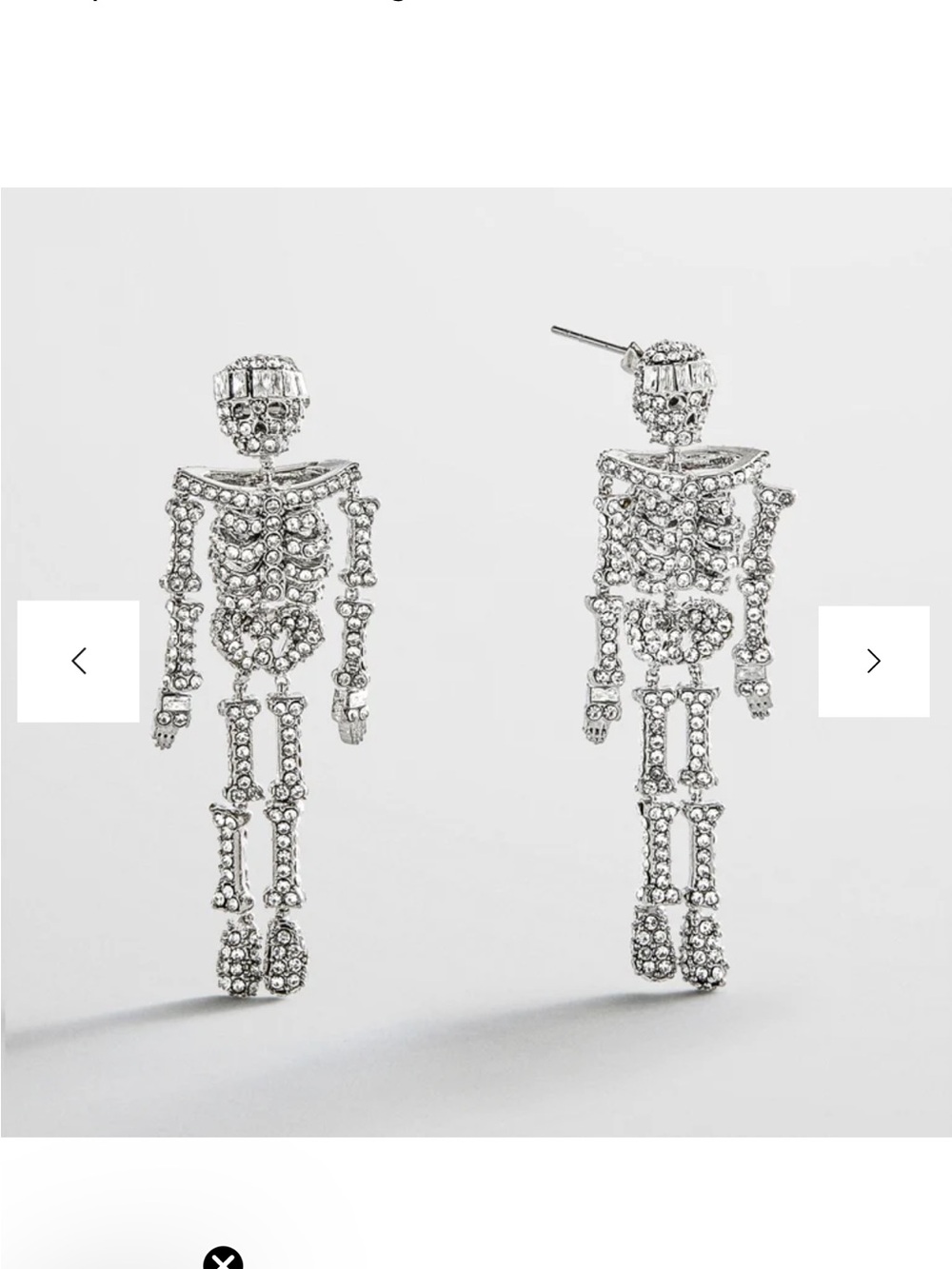BaubleBar Silver Pavé Skeleton Drop Earrings